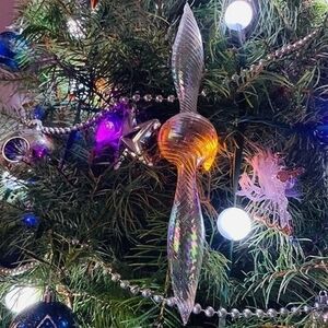 Large Clear Glass Teardrop Christmas Ornament Collectible Holiday Decor 9”